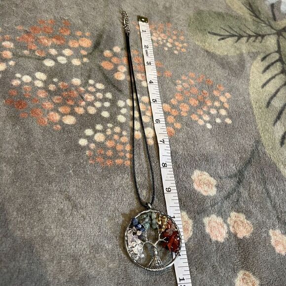 Natural Gemstone Tree Of Life Necklace Chakra Healing Wire Wrap Handmade Vegan - Picture 9 of 11